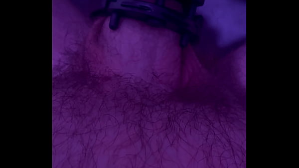 Throbbing Cock Trapped in Chasity Cage