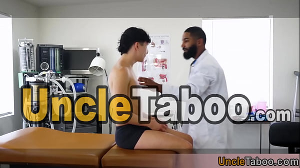 Sexy ebony doctor gives a special exam for this smooth skinned teen The exam is called barebacking