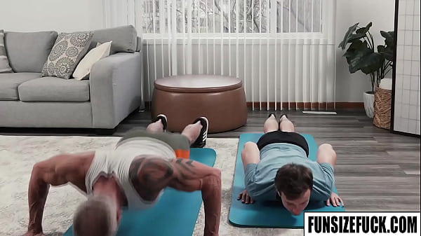 Dallas Steele pumping up twink Logan Cross body and then he pumps his dick deep inside his hungry hole