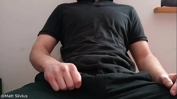 Horny Guy In Pants Masturbates His Big Cock Until Moaning Cumshot