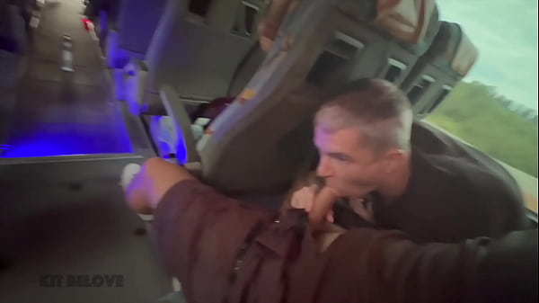 Blowjob from a stranger on the bus and a huge cumshot in a hotel