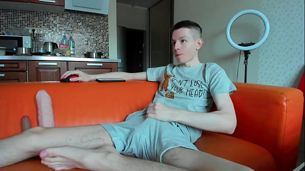 Smooth Lad Milks Curved Head Till Thick Cum Burst