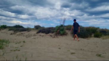 naked pathetic white slave, fag in penis cage, striptease and proudly present collar, leash, dildo play at the gay beach, CMNM